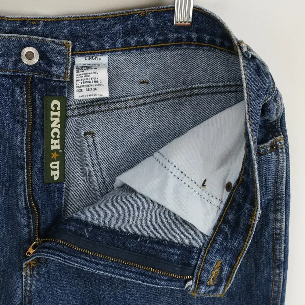 Cinch Men's Western Jeans 36x34 Blue Denim Straight Leg Cowboy